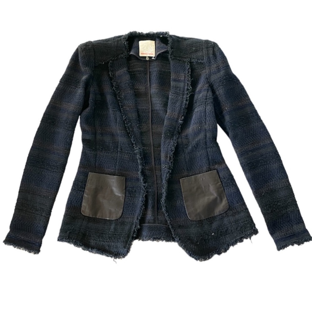 Rebecca Taylor Blue & Black Wool Blend Tweed Blazer NWOT
